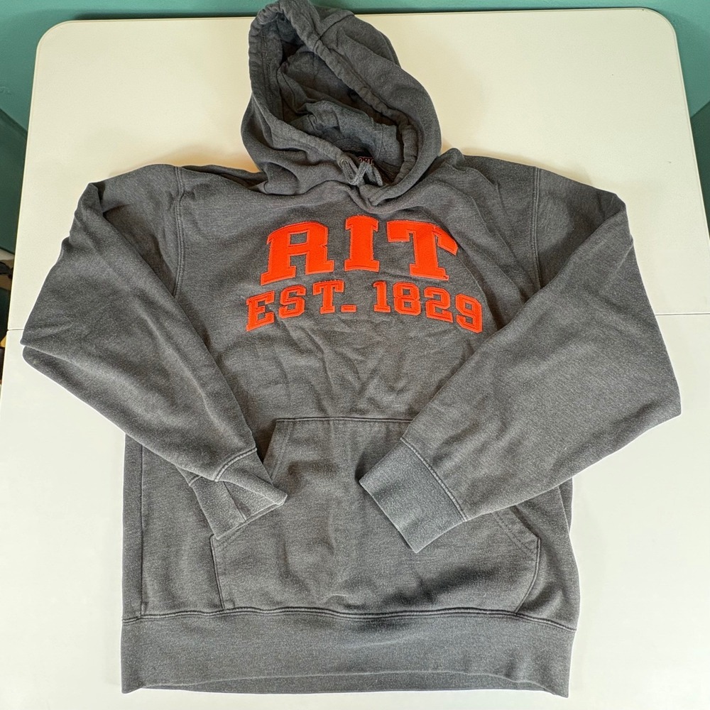 Vintage JanSport RIT Hoodie Mens Medium Gray Collegiate Pullover
